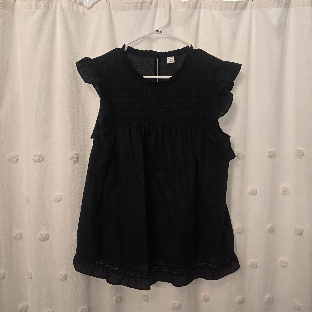 Old Navy Womens Black Ruffled Sleeveless Top Size Large